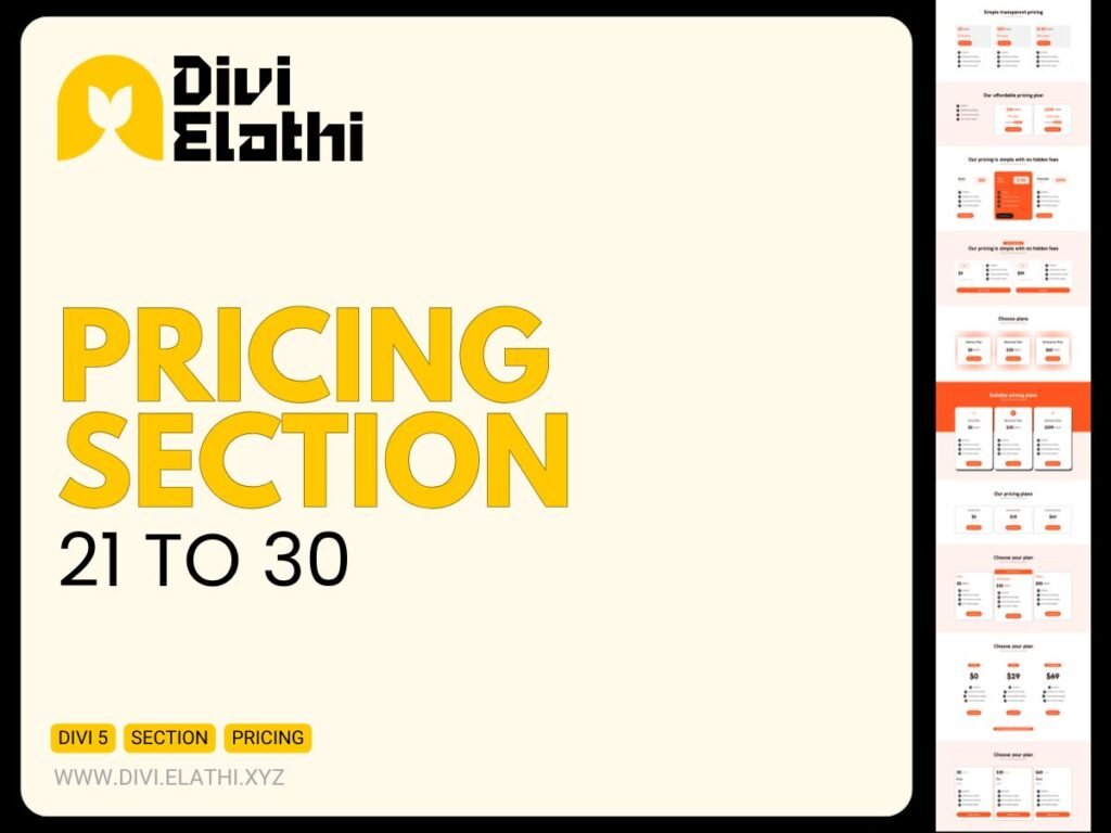 Divi Elathi - Pricing Section 21 to 30