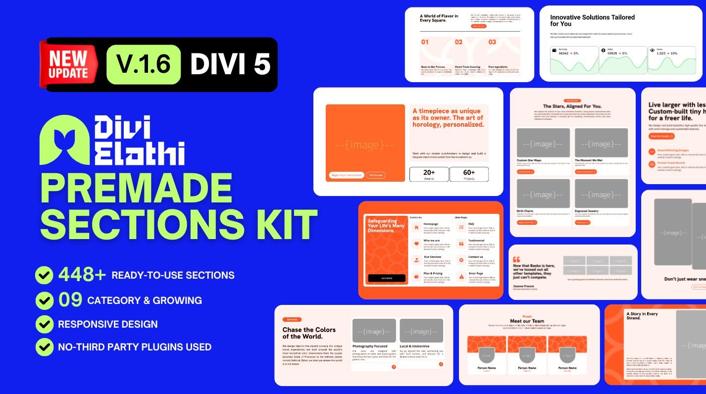 Divi Elathi Premade Sections Kit v1.6 Divi Elathi Premade Sections Kit v1.6